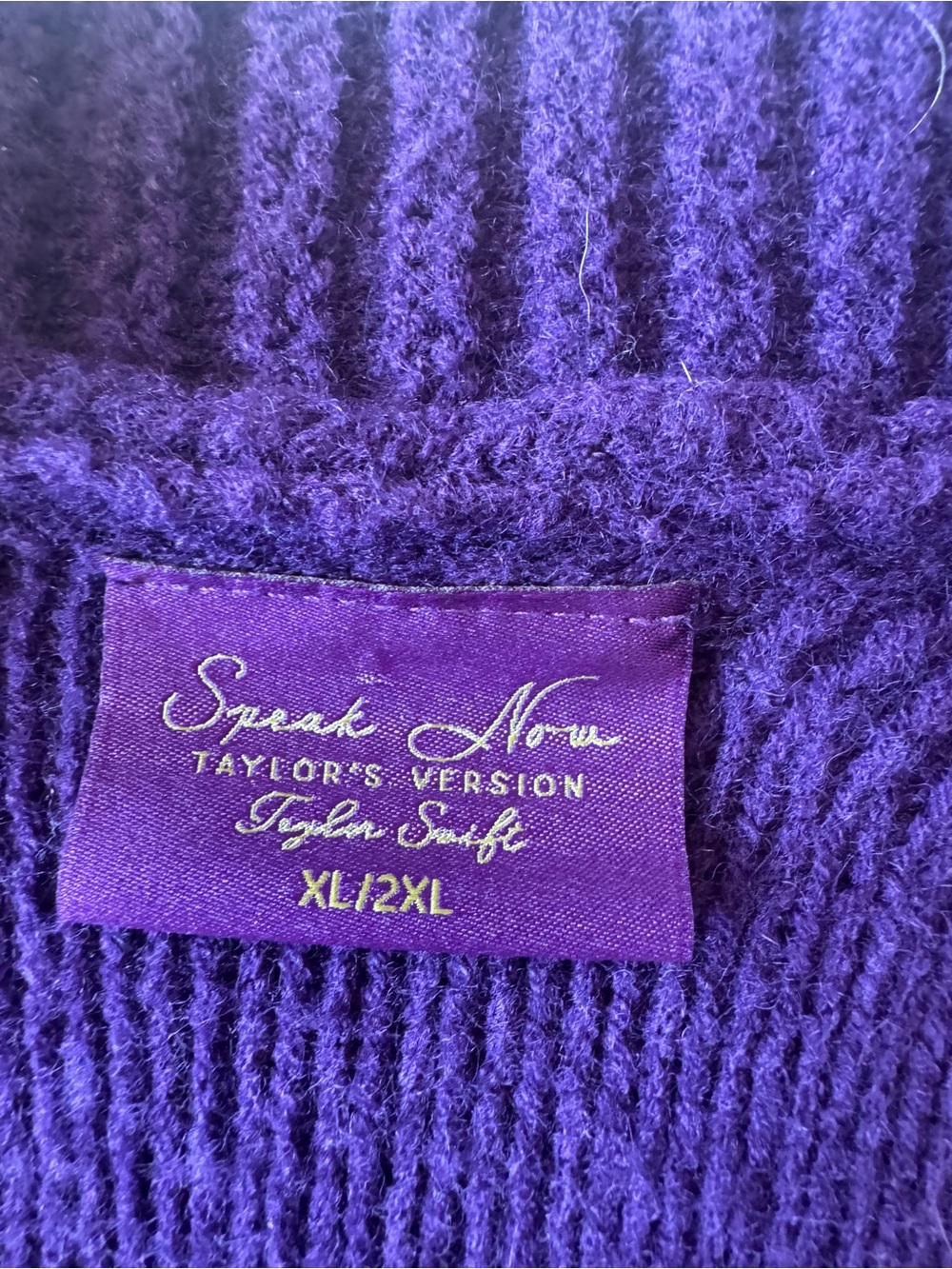 Speak Now Taylor Swift Purple Cable-Knit Star V-Neck Button Cardigan XL/XXL FLAW - Picture 9 of 9